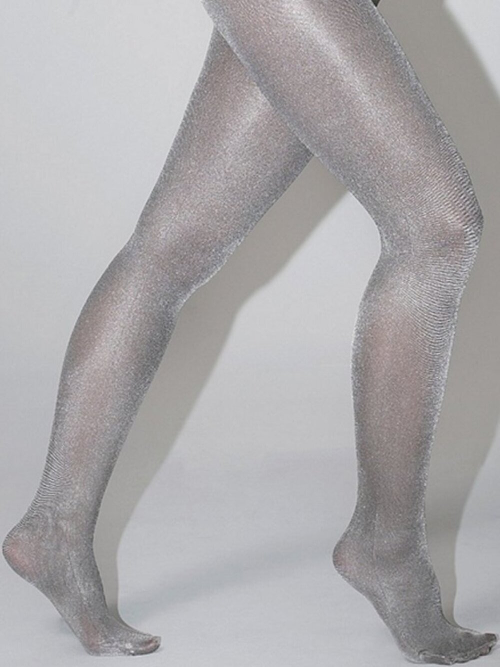 RARE American Apparel Opaque Liquid Metallic Pantyhose Silver Stockings M/L Y2K